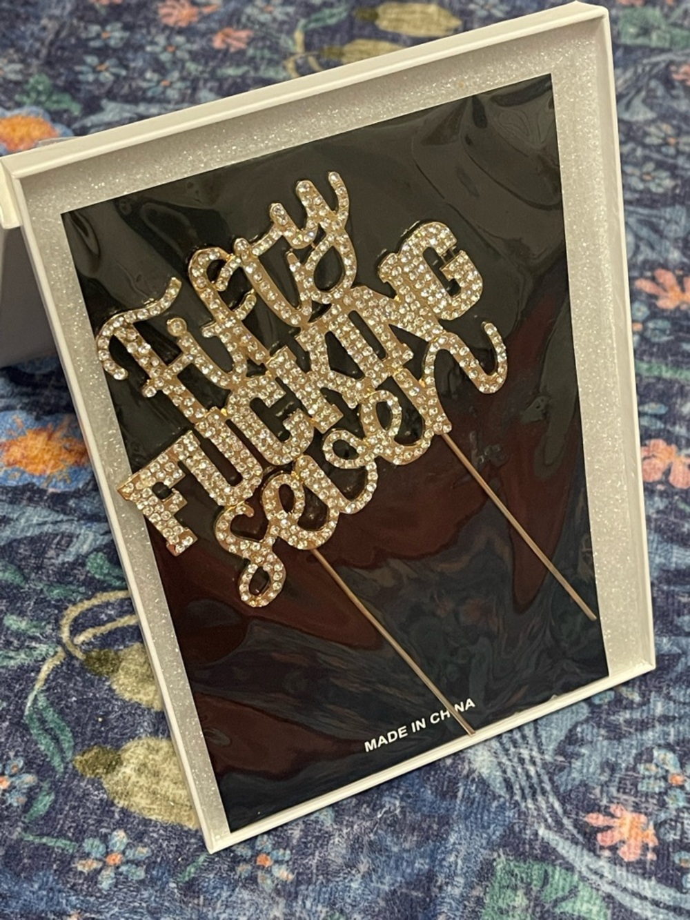 Fifty FUCKING Seven cake topper rhinestones embedded in gold 🌟🎂